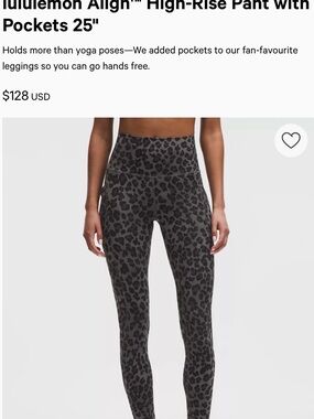 lululemon athletica Charcoal and Black Leopard Print High-Rise Leggings. Size. 2